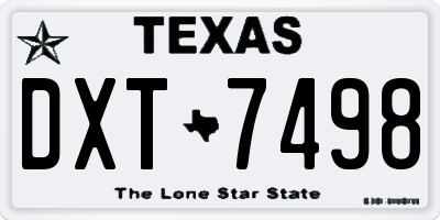 TX license plate DXT7498