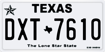 TX license plate DXT7610