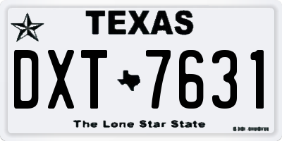 TX license plate DXT7631
