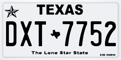 TX license plate DXT7752