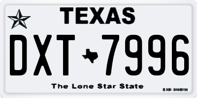 TX license plate DXT7996
