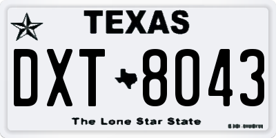 TX license plate DXT8043