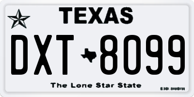 TX license plate DXT8099