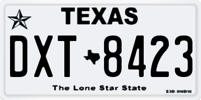 TX license plate DXT8423