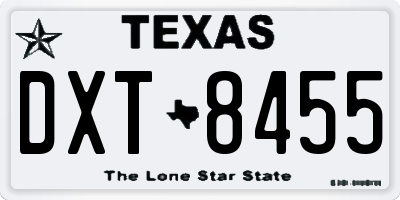 TX license plate DXT8455