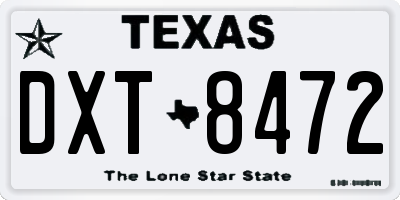 TX license plate DXT8472