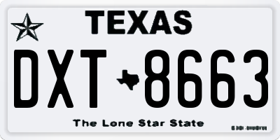 TX license plate DXT8663
