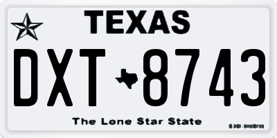 TX license plate DXT8743