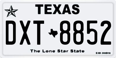 TX license plate DXT8852