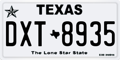 TX license plate DXT8935