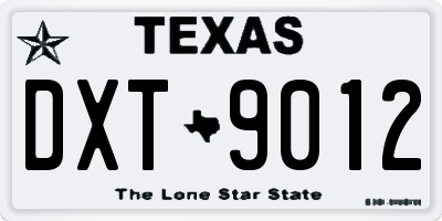 TX license plate DXT9012