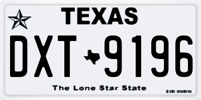 TX license plate DXT9196