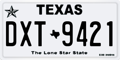 TX license plate DXT9421
