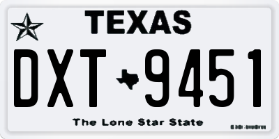 TX license plate DXT9451