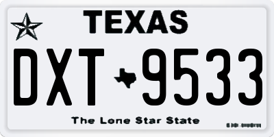 TX license plate DXT9533