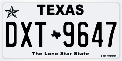 TX license plate DXT9647
