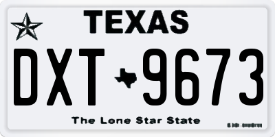 TX license plate DXT9673