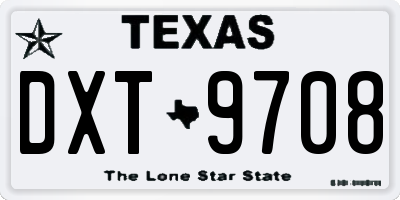 TX license plate DXT9708
