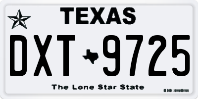 TX license plate DXT9725