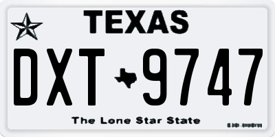 TX license plate DXT9747