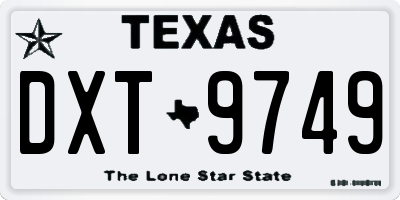 TX license plate DXT9749