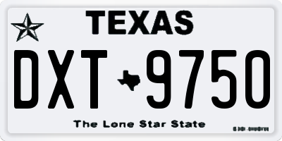 TX license plate DXT9750