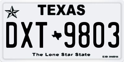 TX license plate DXT9803