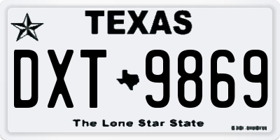 TX license plate DXT9869