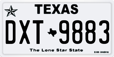 TX license plate DXT9883