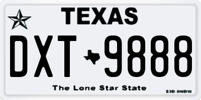 TX license plate DXT9888