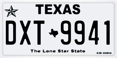 TX license plate DXT9941