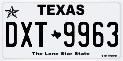 TX license plate DXT9963