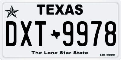 TX license plate DXT9978