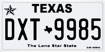TX license plate DXT9985