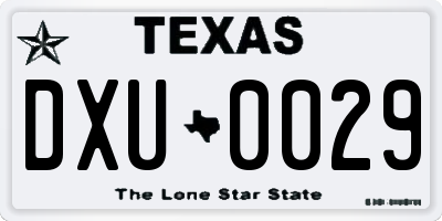 TX license plate DXU0029