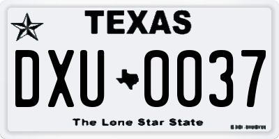TX license plate DXU0037