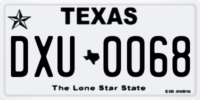 TX license plate DXU0068