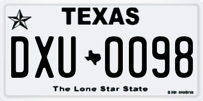 TX license plate DXU0098