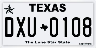 TX license plate DXU0108