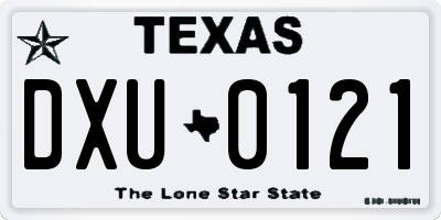 TX license plate DXU0121