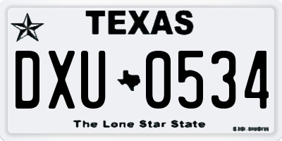 TX license plate DXU0534