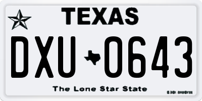 TX license plate DXU0643