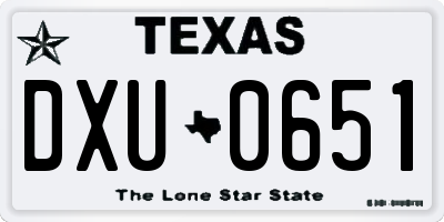 TX license plate DXU0651