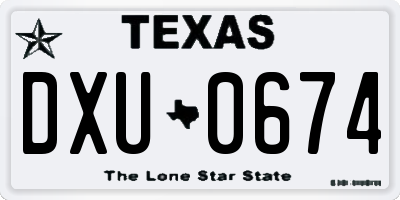 TX license plate DXU0674