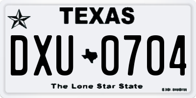 TX license plate DXU0704