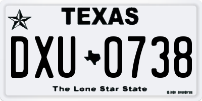 TX license plate DXU0738