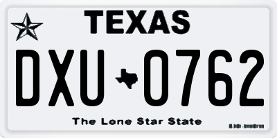 TX license plate DXU0762