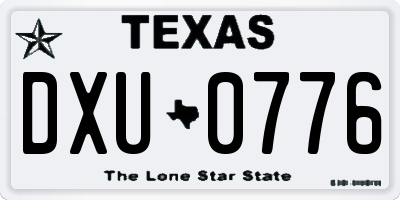 TX license plate DXU0776