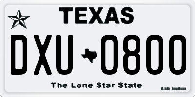 TX license plate DXU0800