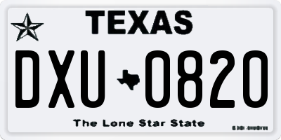 TX license plate DXU0820
